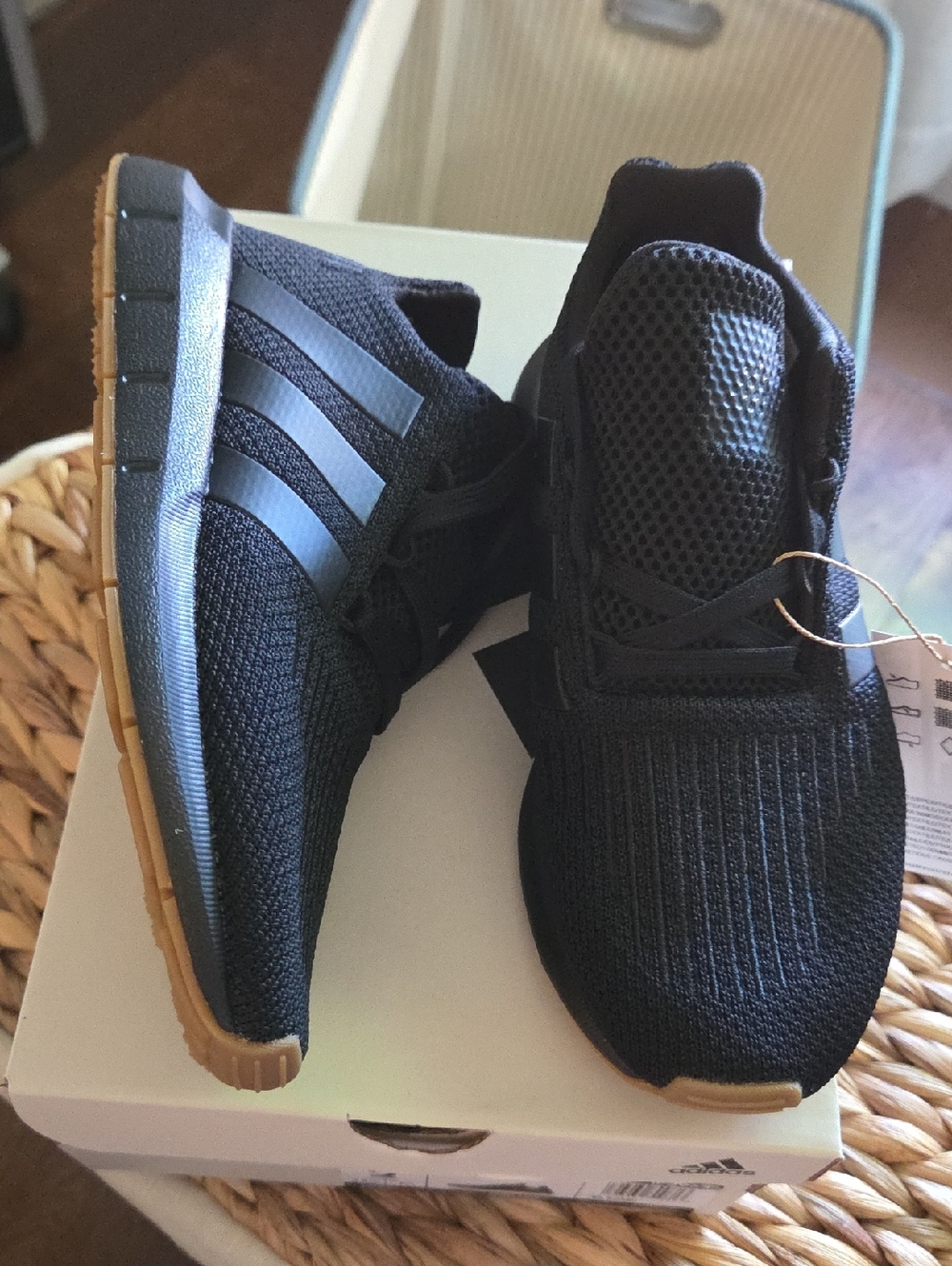 Adidas Swift Run Black Sneakers Size 2